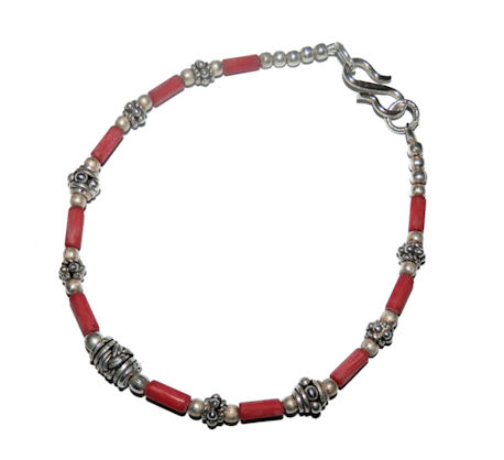 Coral Silver Bracelet
